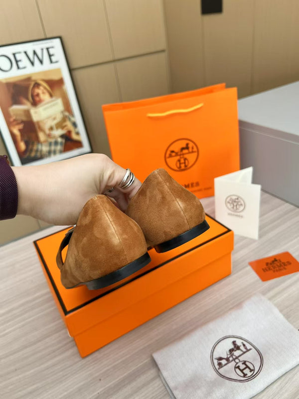 Kiara Slingback Flat Brown Suede 214061