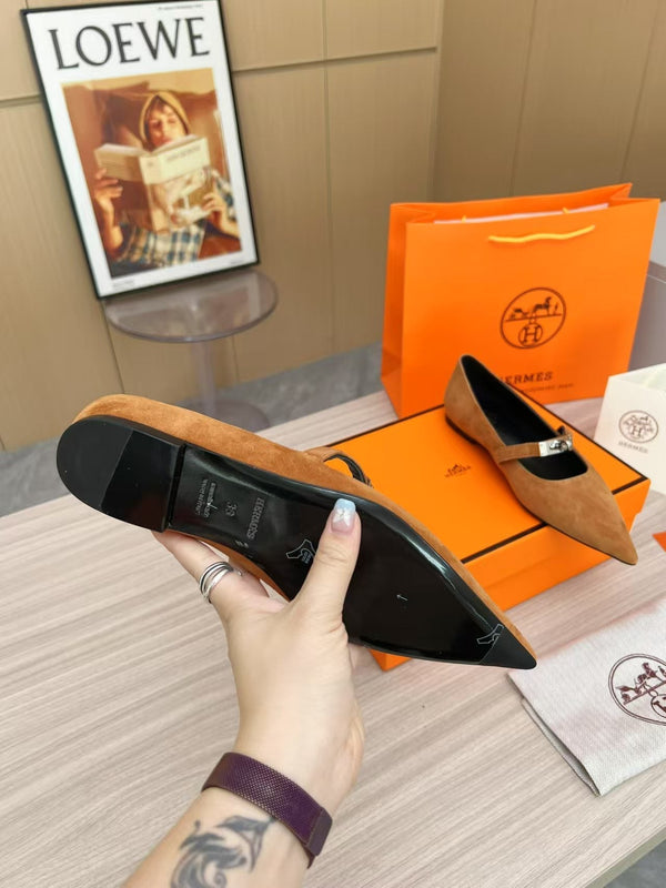 Kiara Slingback Flat Brown Suede 214061