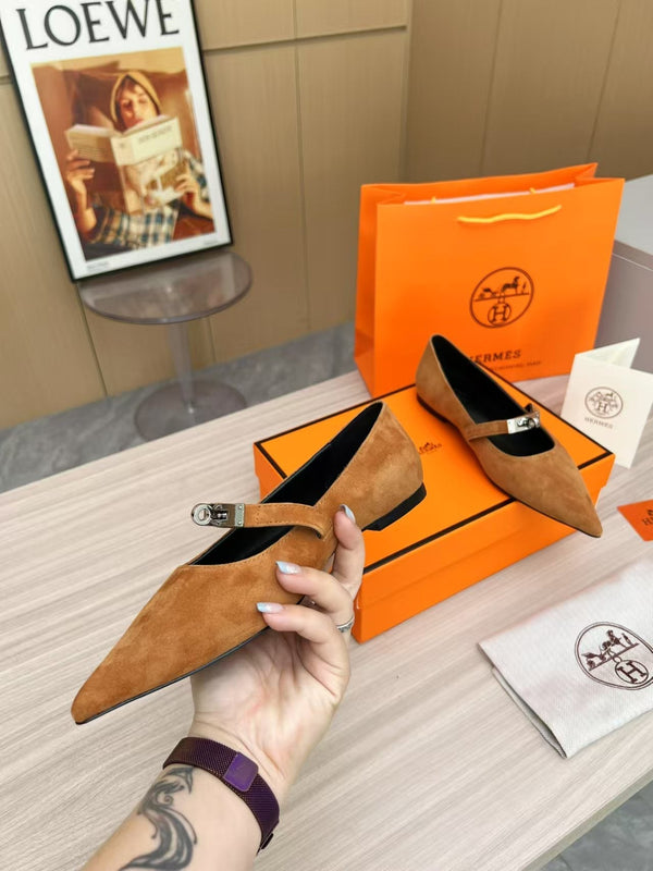 Kiara Slingback Flat Brown Suede 214061