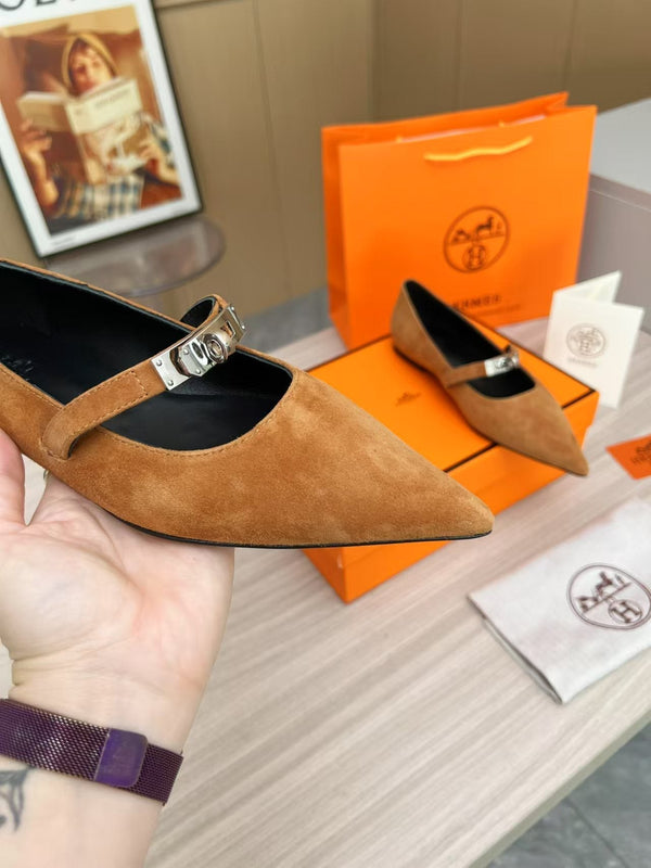 Kiara Slingback Flat Brown Suede 214061