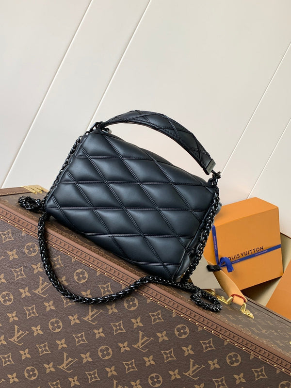 LV GO-14 MM 23cm Black Lambskin Black Metal HW