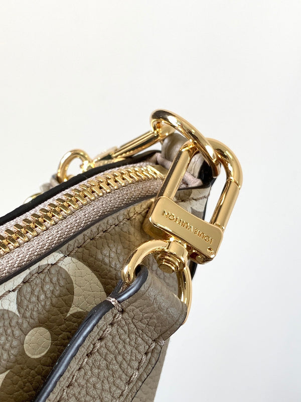 LV Boulogne PM 29cm Gray Cream Embossed Cowhide GHW