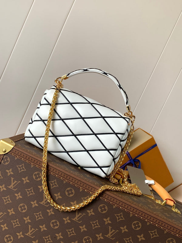 LV M22890 GO-14 MM 23cm Black White Lambskin GHW