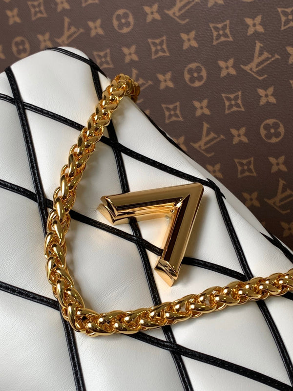 LV M22890 GO-14 MM 23cm Black White Lambskin GHW