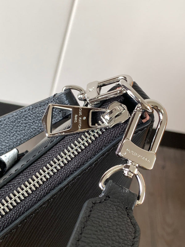 Borsa LV Hopscotch 25 cm in pelle bovina Epi grana nera argento HW