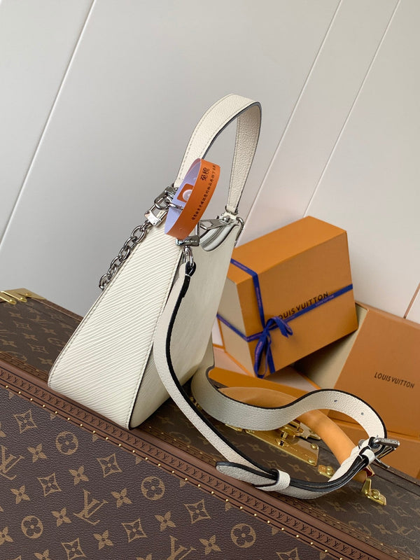 LV Hopscotch Bag 25cm White Grained Epi Cowhide Sliver HW