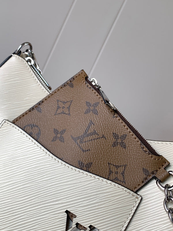 LV Hopscotch Bag 25cm White Grained Epi Cowhide Sliver HW