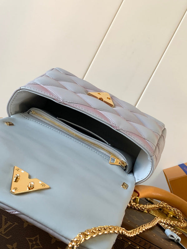 LV GO-14 MM 23cm Mix Pink Blue Lambskin GHW