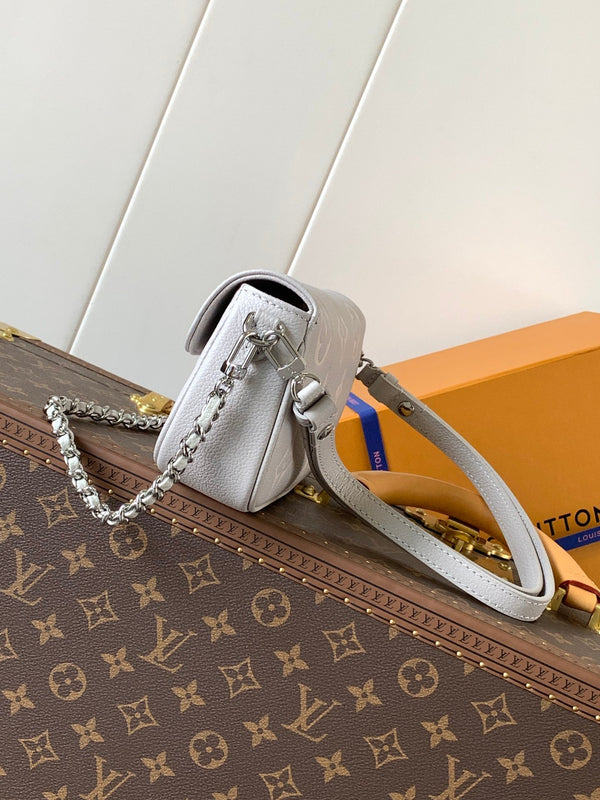 LV WOC 23.5cm Brume Gray Embossed Cowhide Metal HW