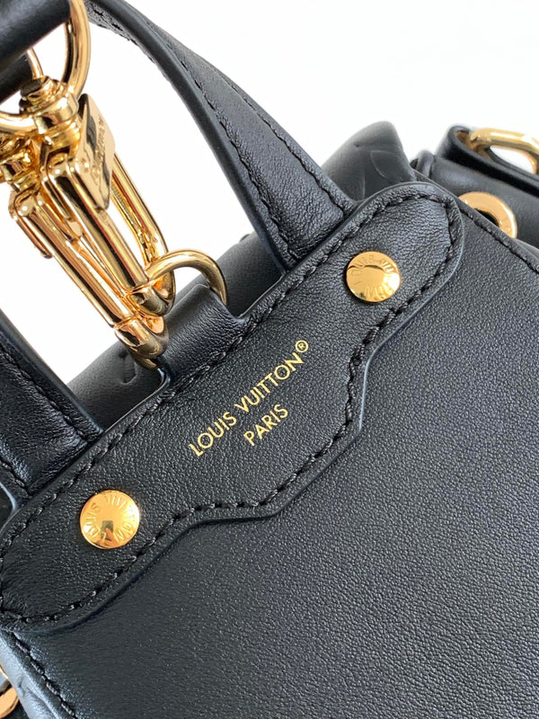 Zaino LV Coussin 20cm in pelle nera e oro 252655