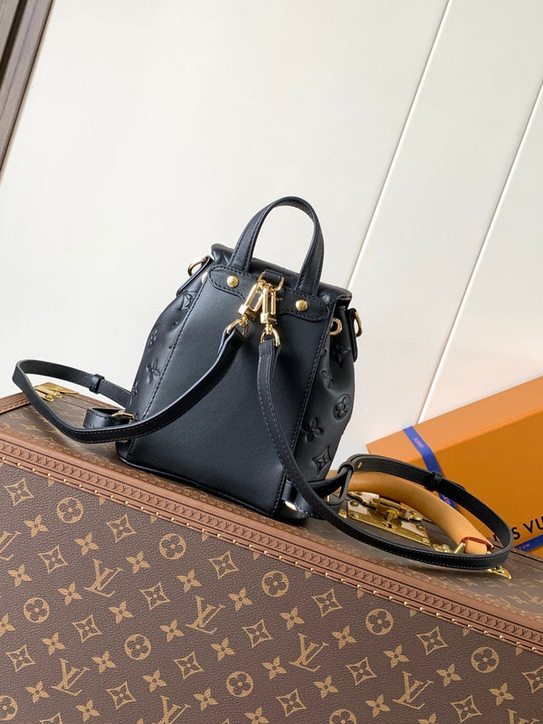 Zaino LV Coussin 20cm in pelle nera e oro 252655