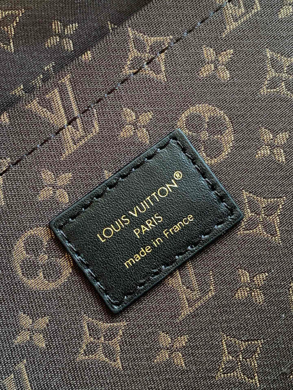 LV Nano LV Biker 38cm Nero Grigio Chiaro Pelle di Pecora e Pelle di Vacchetta Metallo