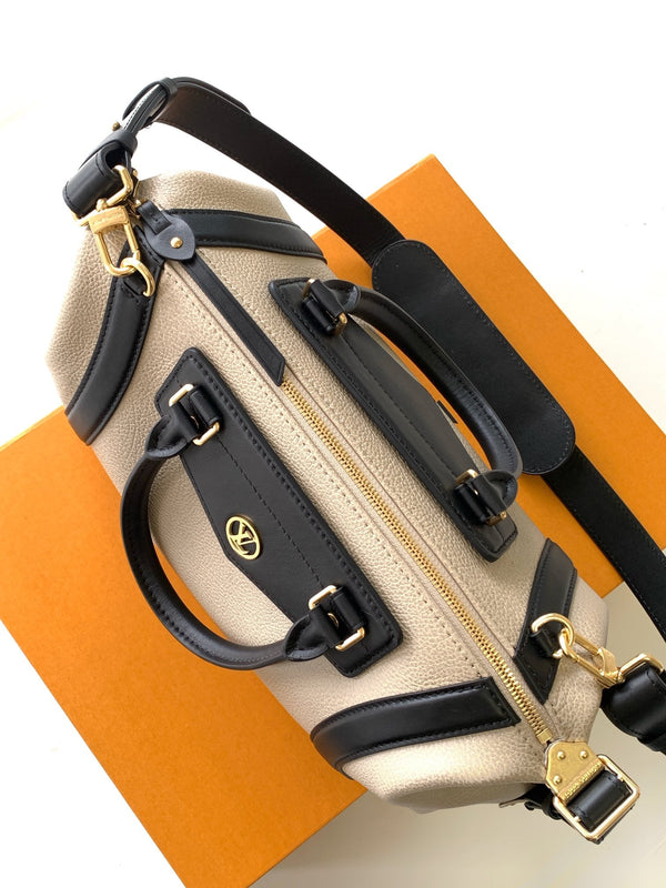 LV Nano LV Biker 38cm Black Beige Sheepskin & Cowhide Metal