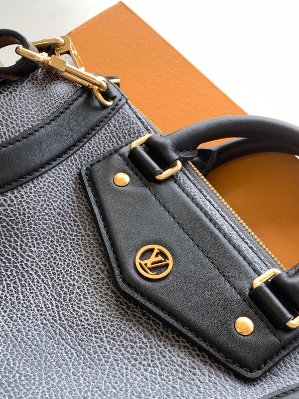 LV Nano LV Biker 30cm Nero Grigio Chiaro Pelle di Pecora e Pelle di Vacchetta Metallo