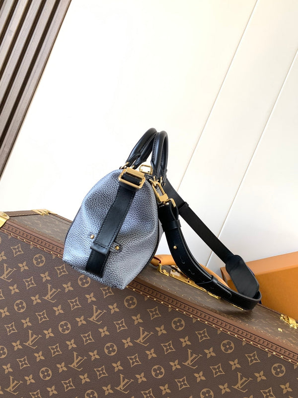 LV Nano LV Biker 30cm Nero Grigio Chiaro Pelle di Pecora e Pelle di Vacchetta Metallo