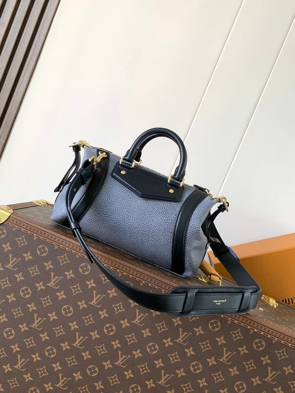 LV Nano LV Biker 30cm Nero Grigio Chiaro Pelle di Pecora e Pelle di Vacchetta Metallo