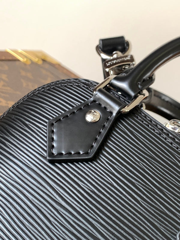 LV Alma BB Handbag 18cm Black Epi Cowhide Metal HW