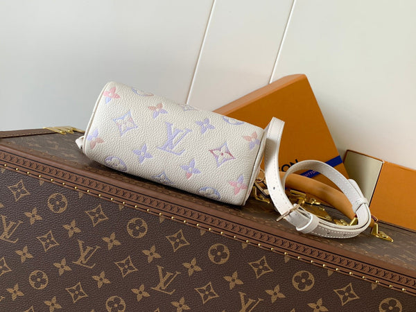 LV 25s Nano Speedy 16cm Dream Monogram Pelle di vacchetta goffrata - Light GHW