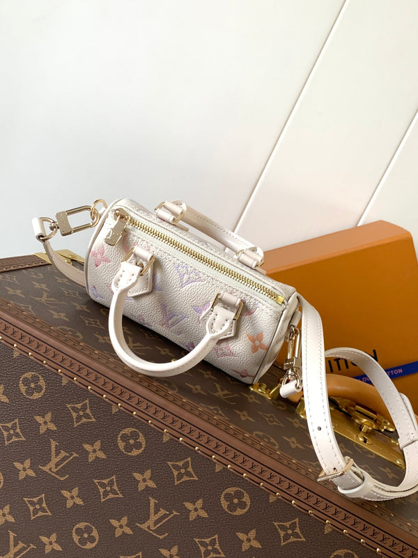 LV 25s Nano Speedy 16cm Dream Monogram Pelle di vacchetta goffrata - Light GHW