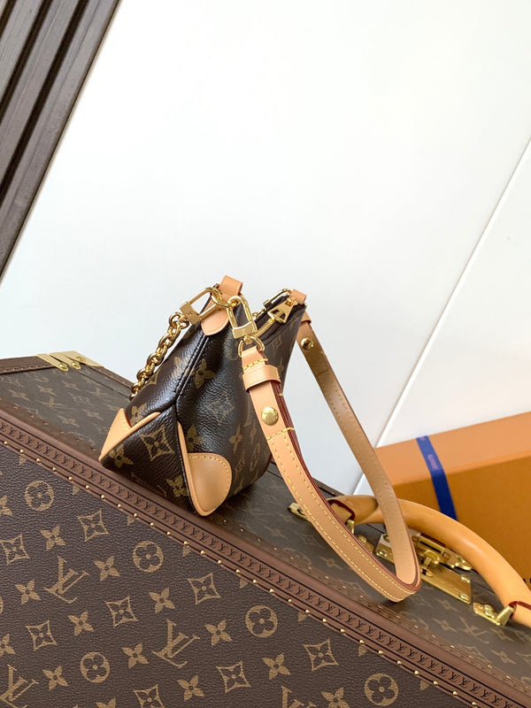 LV Nano Boulogne 19cm Brown Monogram Canvas & Cowhide GHW