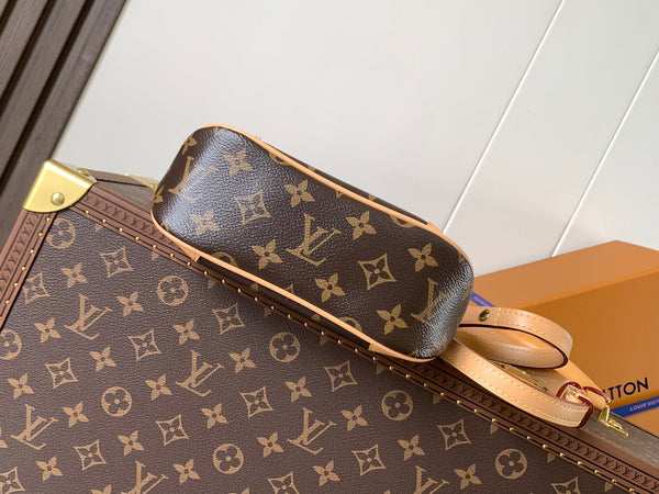 LV Nano Boulogne 19cm Brown Monogram Canvas & Cowhide GHW