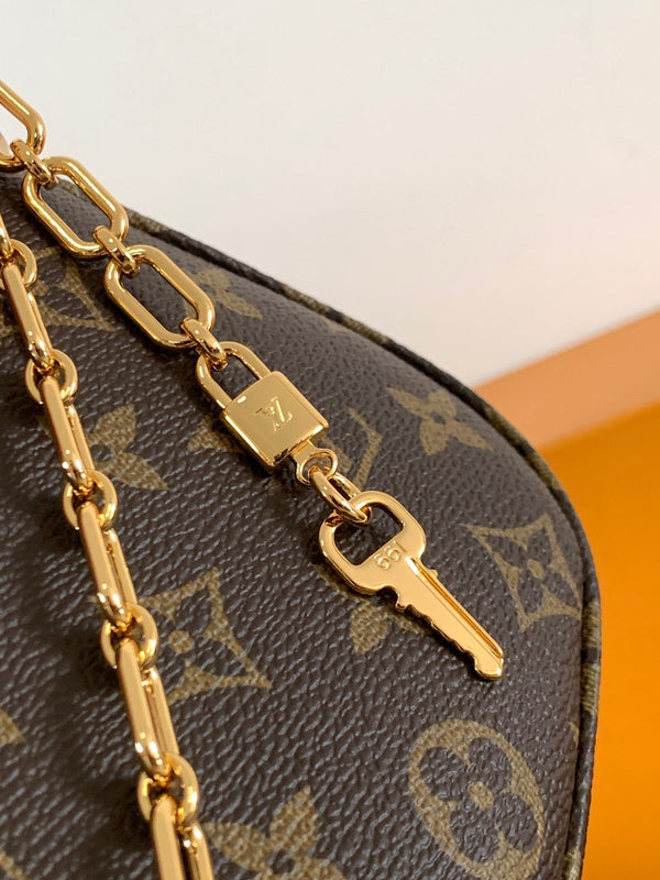 LV Catchy PM 24cm Brown Monogram Canvas & Cowhide