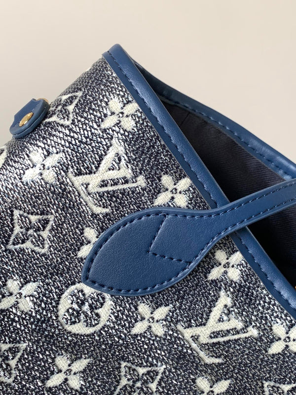 LV Neverfull Bag 31cm Blue Monogram Canvas