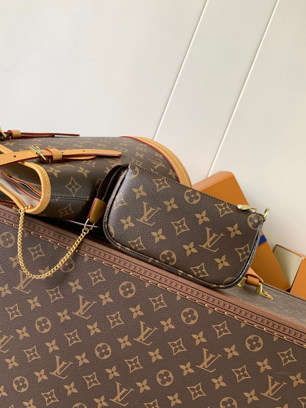 LV Petit Bucket PM 23cm Brown Monogram Canvas & Cowhide