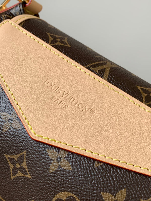 LV Odyssee MM 36cm Brown Beige Monogram Canvas & Cowhide