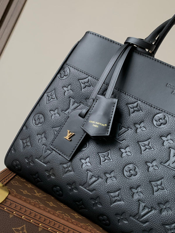 LV City Avenue PM 38.5cm Black Monogram Embossed Shadow Cowhide