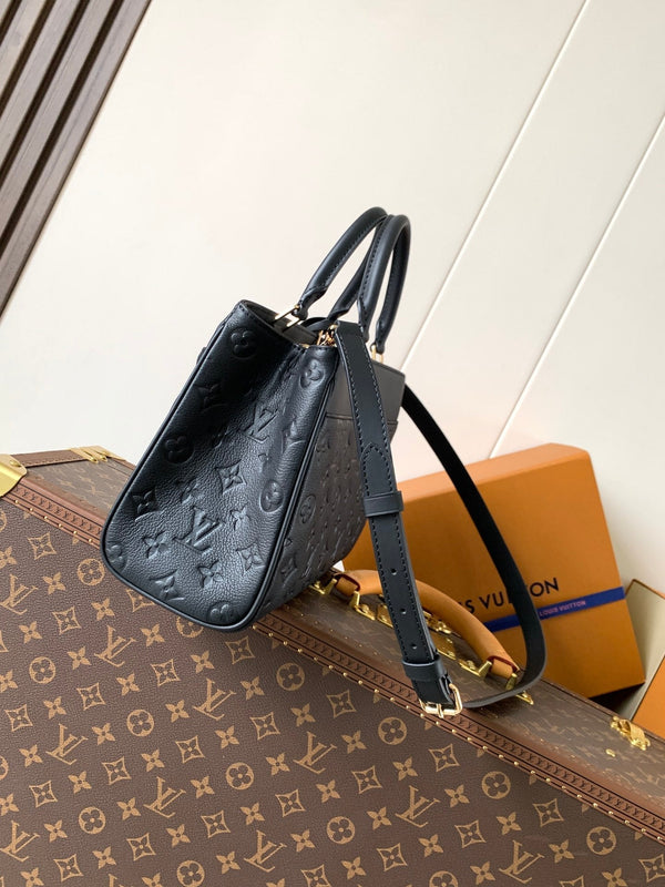 LV City Avenue PM 30cm Black Monogram Embossed Shadow Cowhide