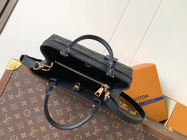 LV City Avenue PM 30cm Black Monogram Embossed Shadow Cowhide