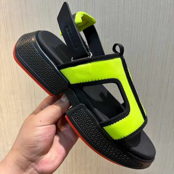 HM Men's Gate Sandal Neon Yellow Suede Calfskin 655430