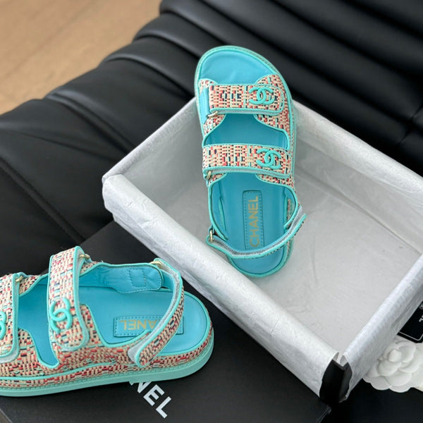 Dad Sandals Sheepskin Azure Blue