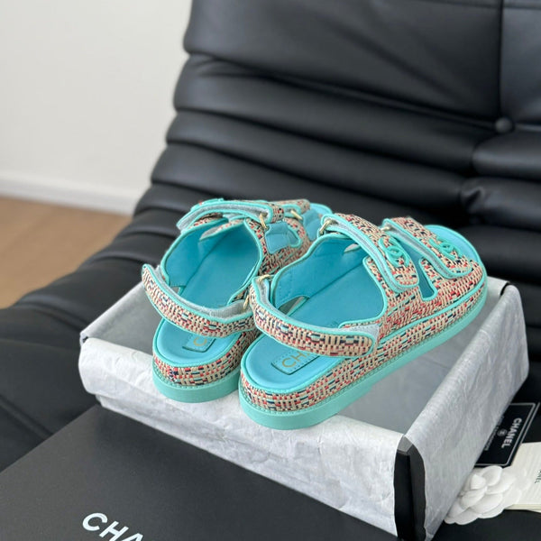 Dad Sandals Sheepskin Azure Blue