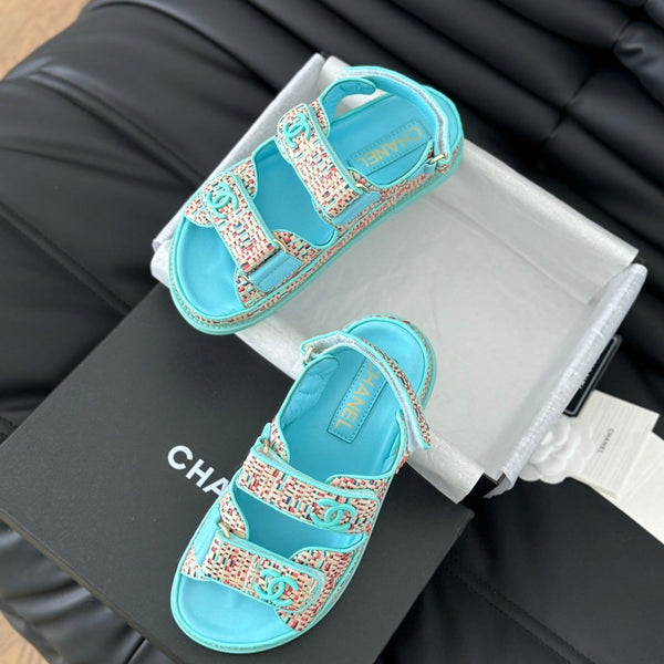 Dad Sandals Sheepskin Azure Blue