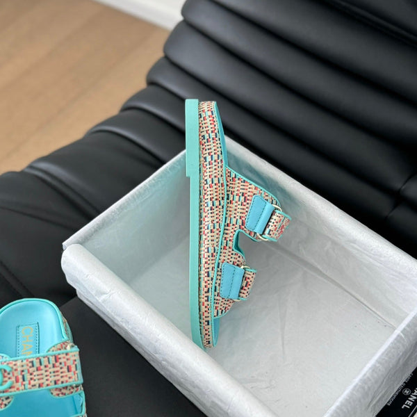 Mule Sandals Sheepskin Azure Blue