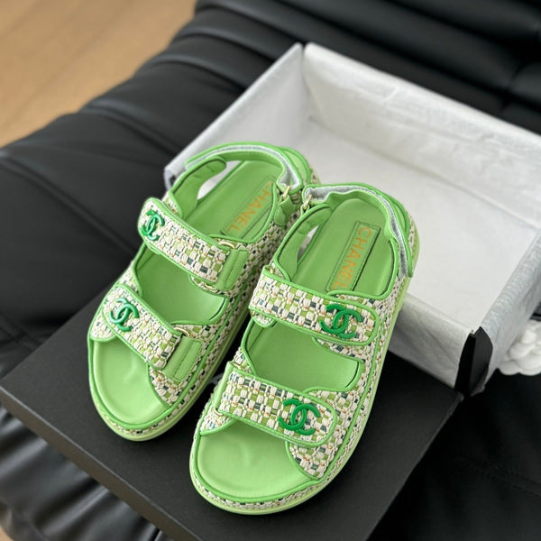 Dad Sandals Sheepskin Light Green