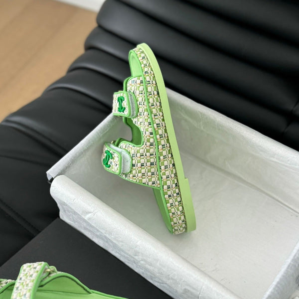 Mule Sandals Sheepskin Light Green