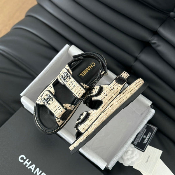 Dad Sandals Sheepskin Beige Black