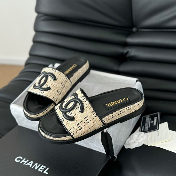 Slippers Sheepskin Beige Black