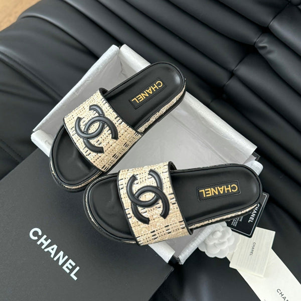 Slippers Sheepskin Beige Black