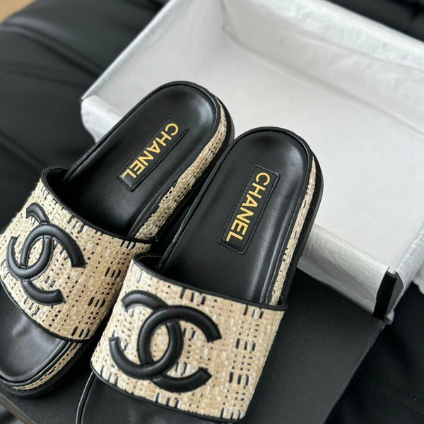 Slippers Sheepskin Beige Black