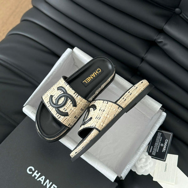 Slippers Sheepskin Beige Black