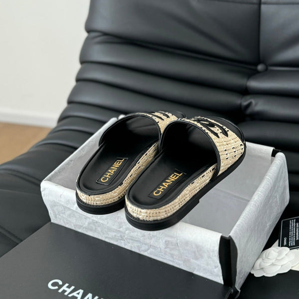 Slippers Sheepskin Beige Black