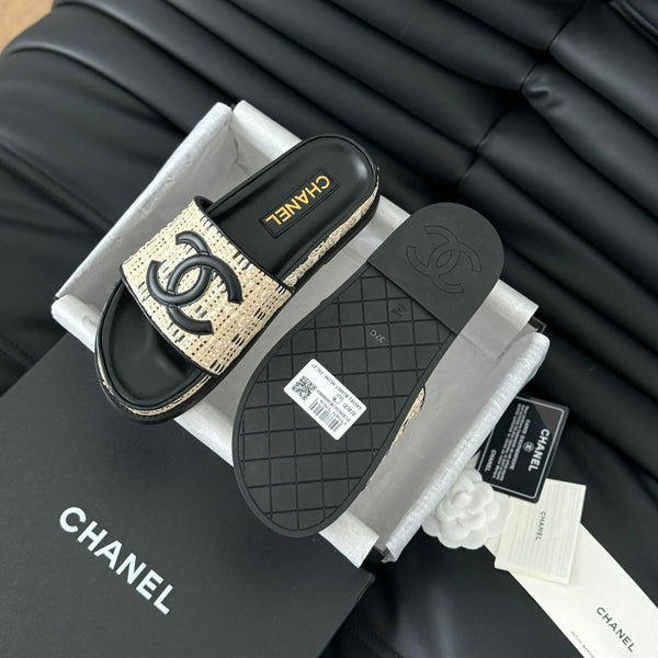 Slippers Sheepskin Beige Black