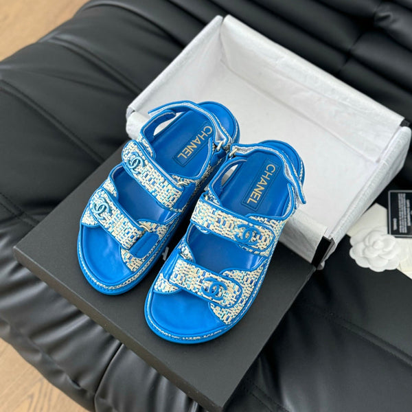 Dad Sandals Sheepskin Cobalt Blue