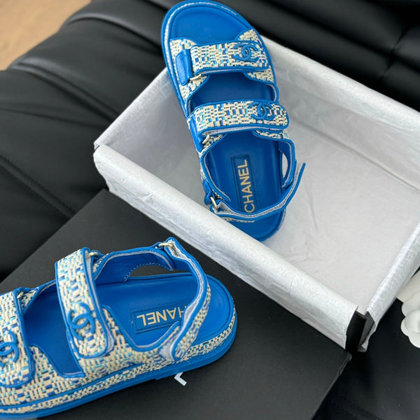 Dad Sandals Sheepskin Cobalt Blue