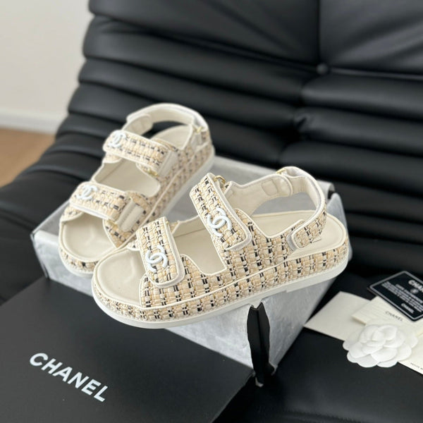 Dad Sandals Sheepskin Beige Cream