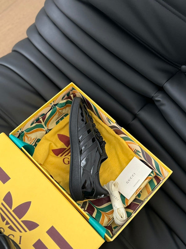 GG & ADIDAS GAZELLE SNEAKER GLOSSY BLACK CALFSKIN